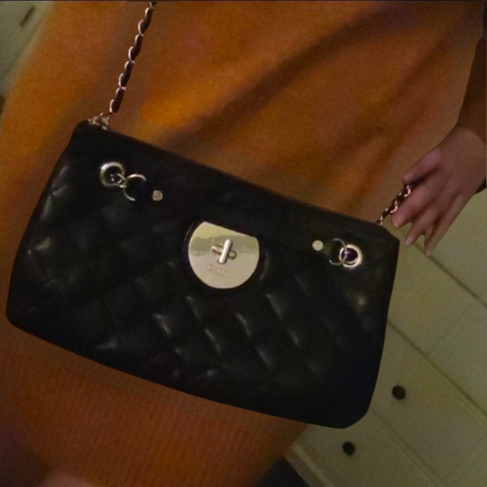 DKNY Black Quilted Leather Convertible Bag EUC